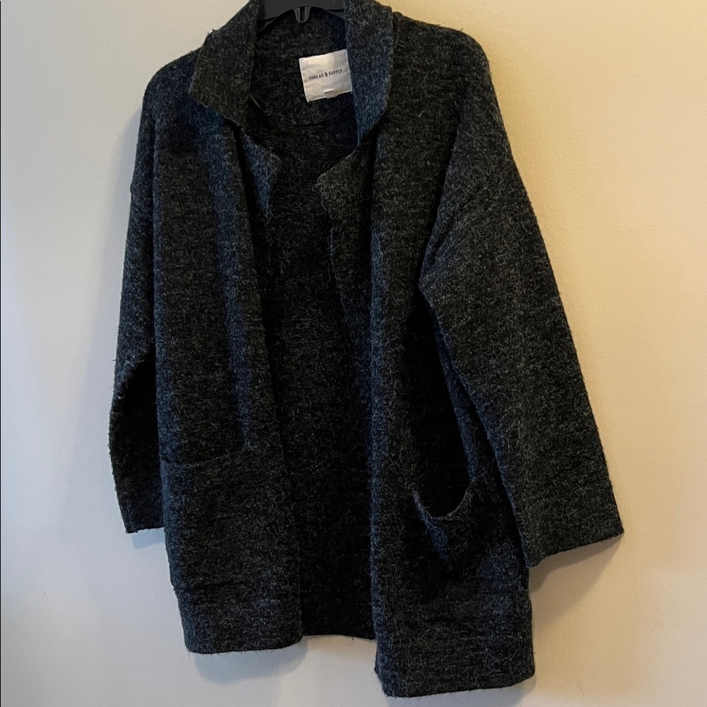 Thread & Supply Dark Gray Cardigan Size S Over sized